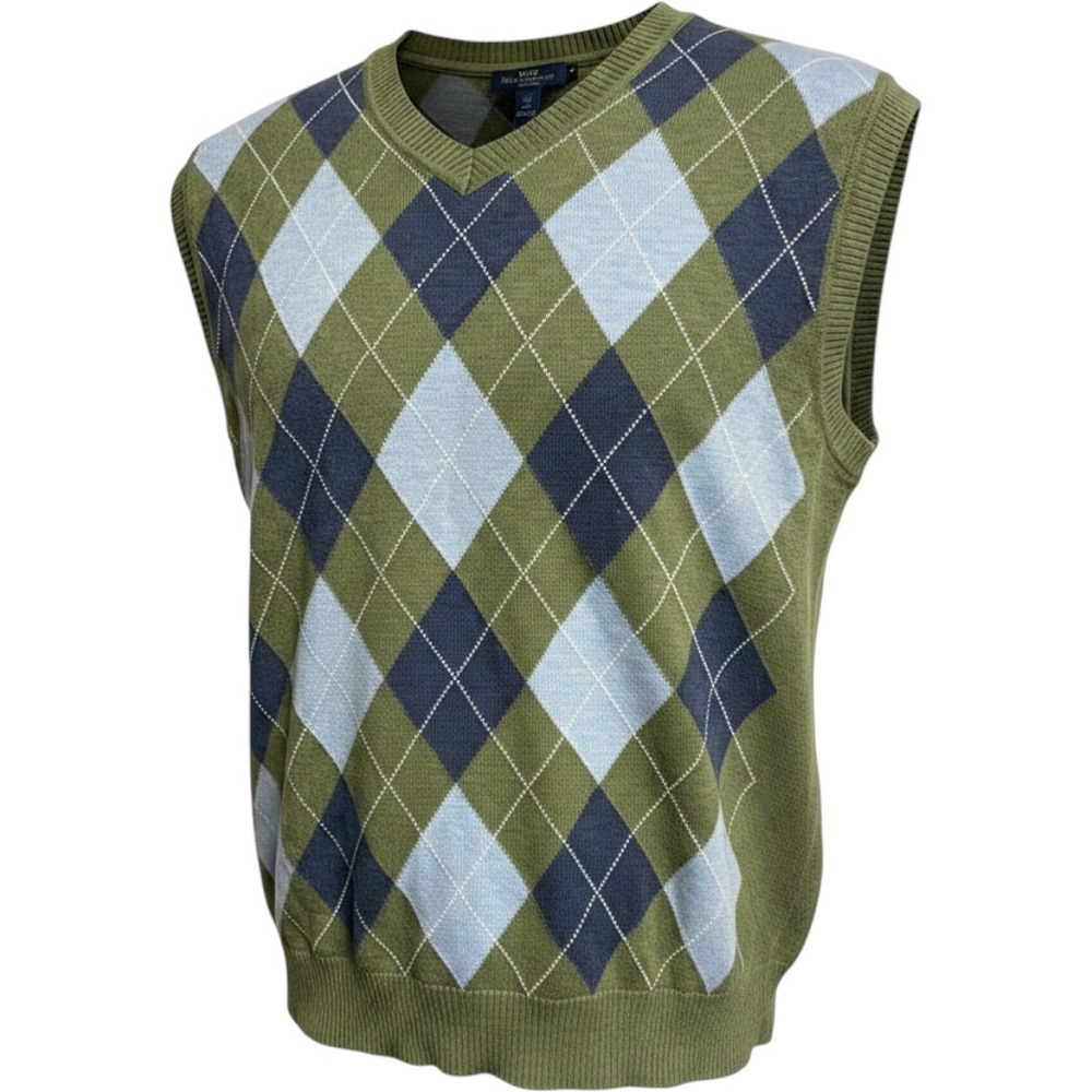 Charter Club Olive Navy Argyle Sweater Vest Men's Large
